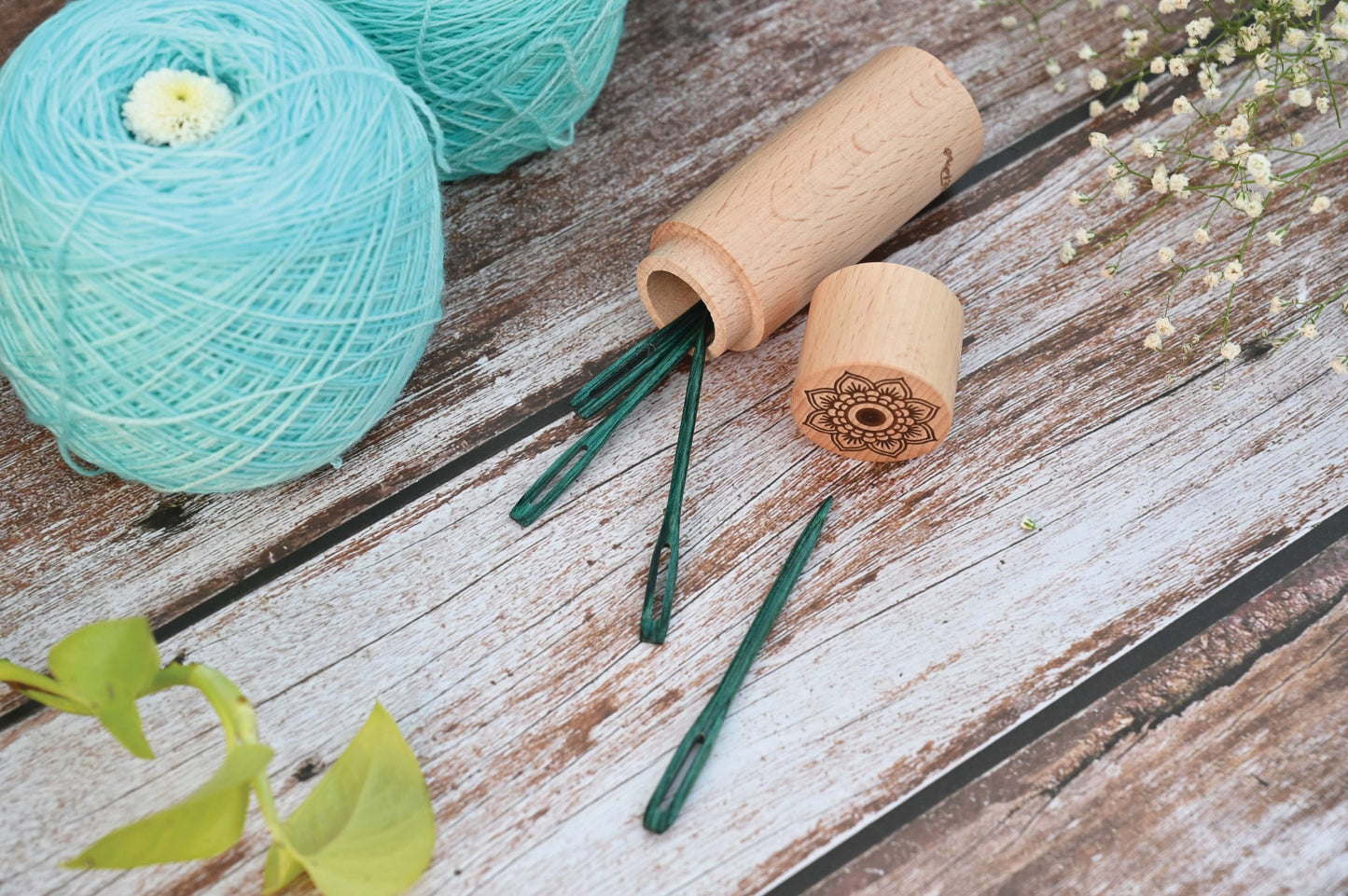 The Mindful Collection: Teal Wooden Darning Needles